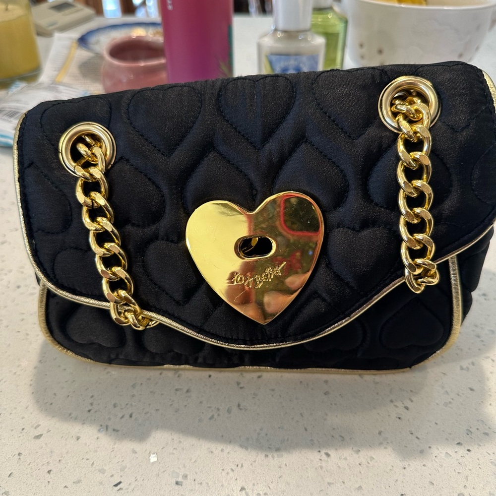 Betsy Johnson Black Heart Purse